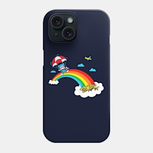 Cute Kawaii Kitty Cat Parachute On A Rainbow Phone Case