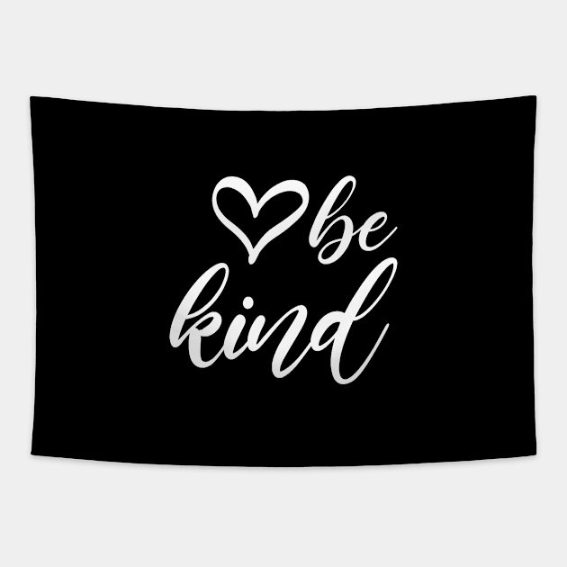 Be Kind Text In Modern Typography With Cute Heart Shape Art Tapestry by mangobanana