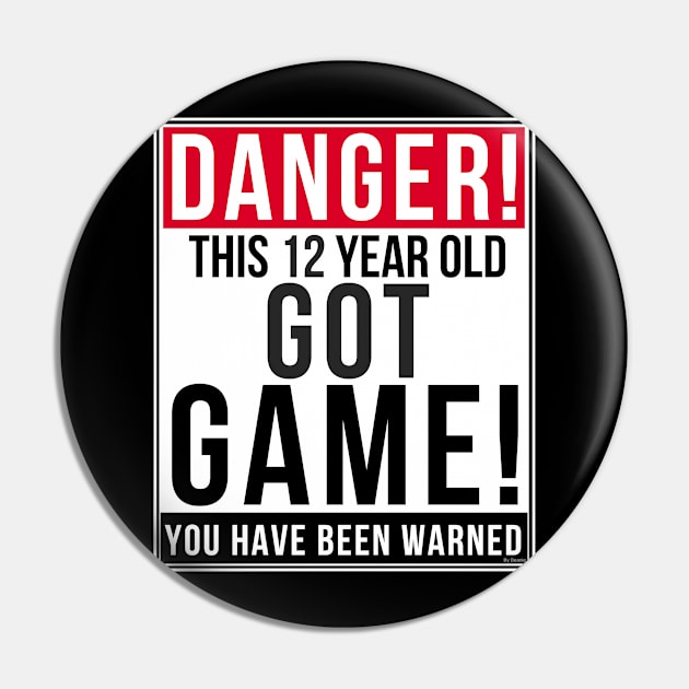 Danger This 12 Year Old Got Game - Funny Gift For 12 year old Pin by giftideas