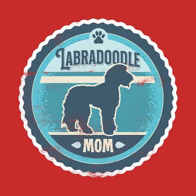 Labradoodle Mom - Distressed Labradoodle Silhouette Design by DoggyStyles