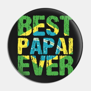 Best Papai Ever Brazilian Dad Father Brasil Flag Distressed Pin