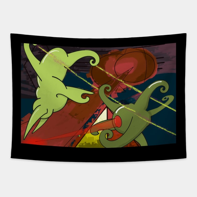 Alien Fight Tapestry by IcarusPoe