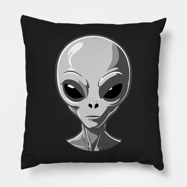 Grey Alien toon Pillow by roswellboutique