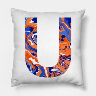 Orange and blue marble U Pillow