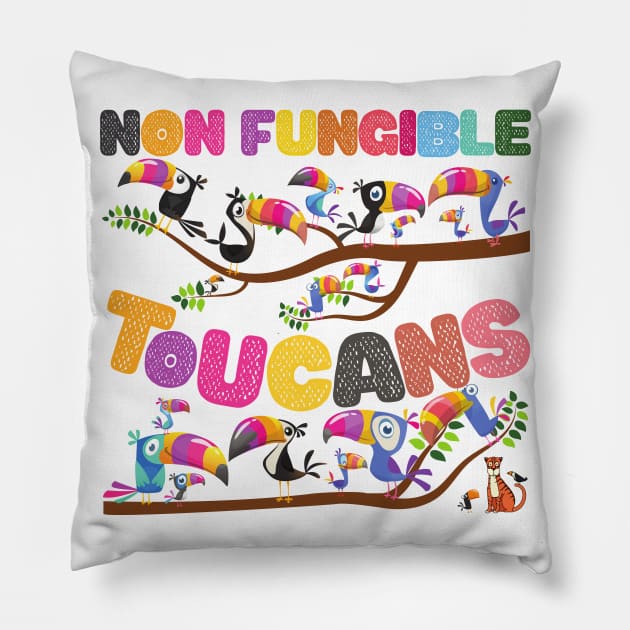 Non Fungible Toucans (NFT) Pillow by My Tiny Apartment