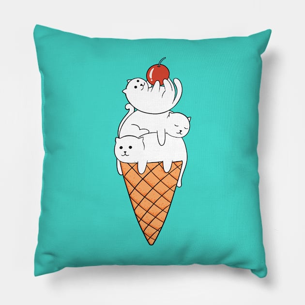 Cats Ice cream Pillow by coffeeman