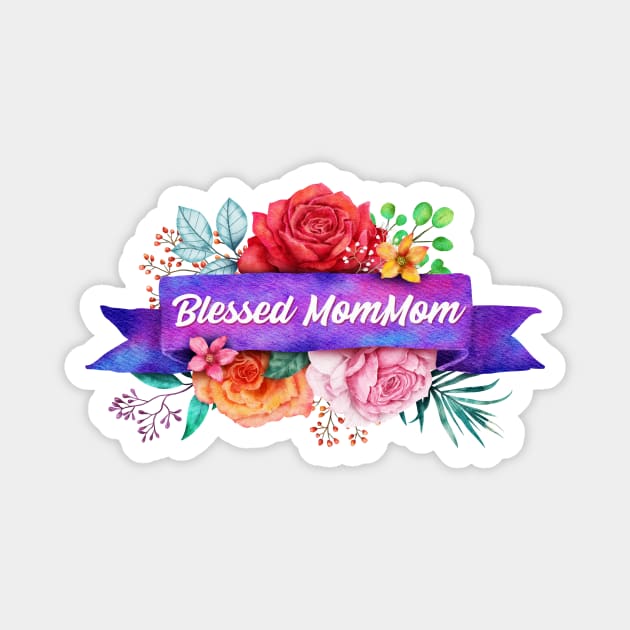 Blessed MomMom Design with Watercolor Roses Magnet by g14u