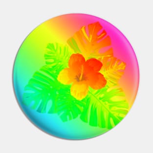 Tropical Rainbow Flowers Pin