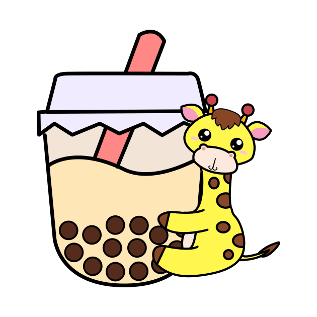 Baby Kawaii Giraffe Hugs Sweet Bubble Tea Cream Boba Tea by 4U2NV-LDN