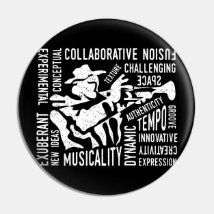 Creative Typographic Trumpet Player Concept Pin