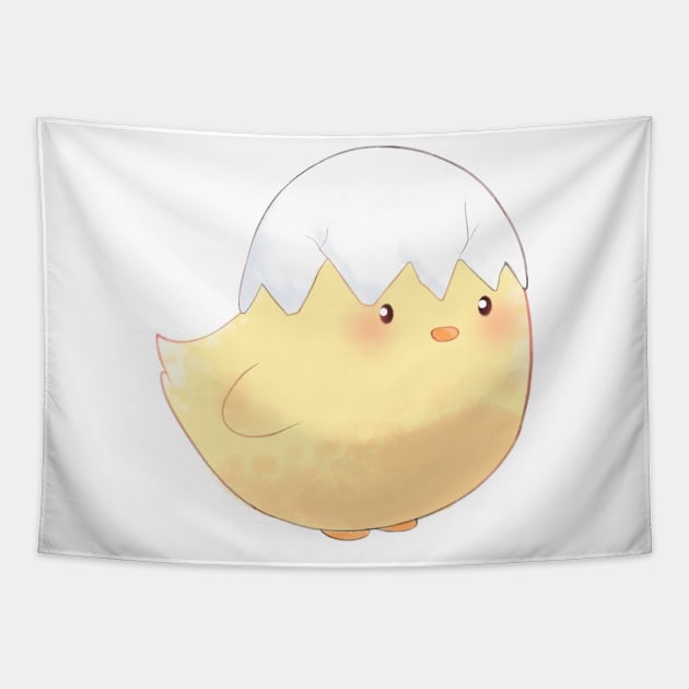 Baby chick with egg hat Tapestry by Actral Ravens