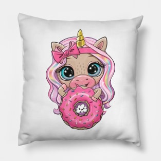 Unicorn with donut Pillow