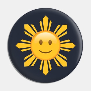 Smiling Filipino Sun Emoji Face Pin