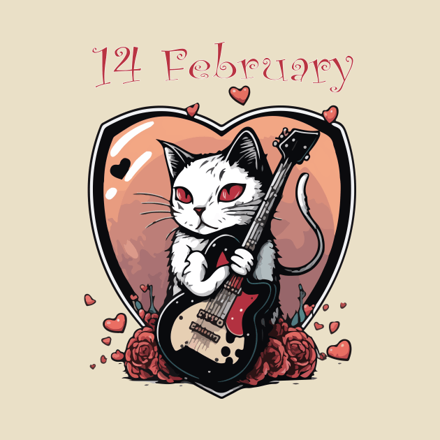 14 Ferbruary Guitarist Cat by MusicianCatsClub