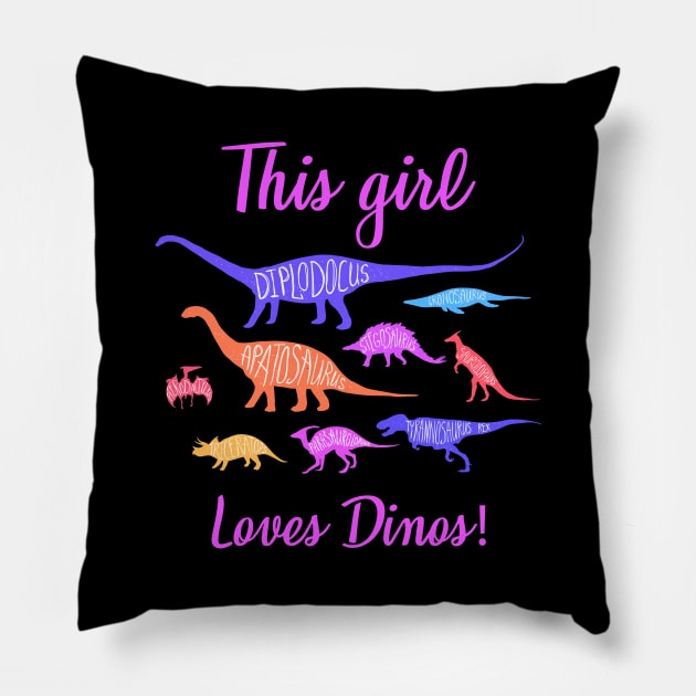 This Girl Loves Dinos T-Shirt, Dinosaur Shirt, Dinosaur Birthday Shirt, Dino Shirt, Birthday Shirt, Girl Dinosaur Shirt, T-Rex Shirt Pillow by johnii1422