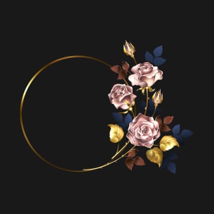 Round frame with pink gold roses T-Shirt