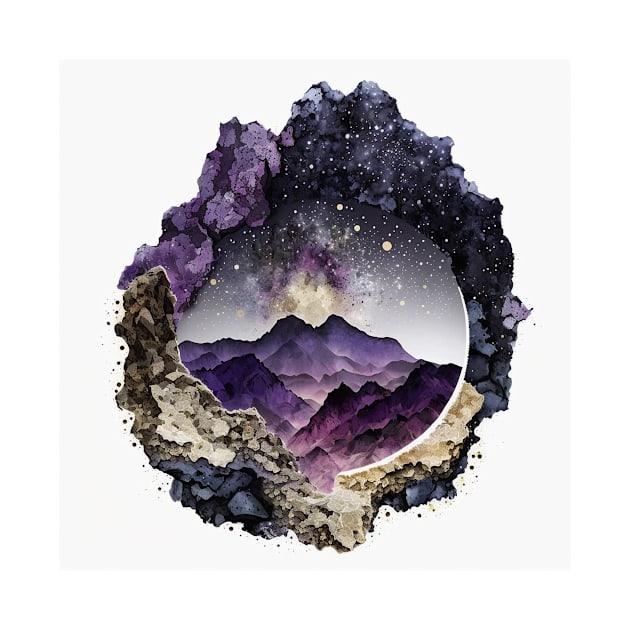 Purple Geode Druzy Midnight by Moon Art
