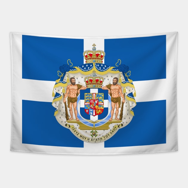Kingdom of Greece coat of arms flag Tapestry by AidanMDesigns