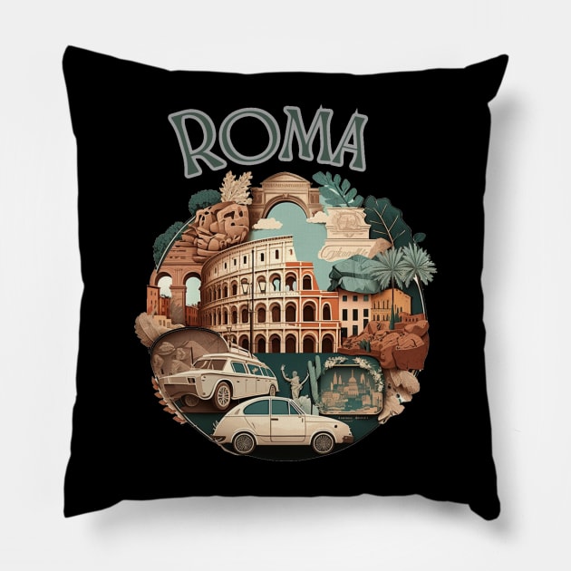 Rome Colosseum Retro Vintage - travel Pillow by stickercuffs