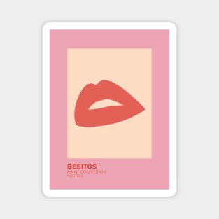 Besitos, Red lips, Kiss art print, Y2K, Retro poster, Fashion decor, Aesthetic art, Valentine's day Magnet