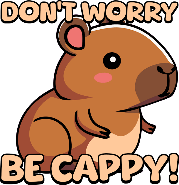 Don't Worry, Be Cappy! Cute Capybara Cartoon Kids T-Shirt by Cute And Punny