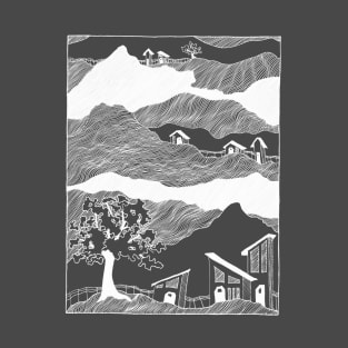 Little houses - chalkboard, mountains travel, outdoors T-Shirt