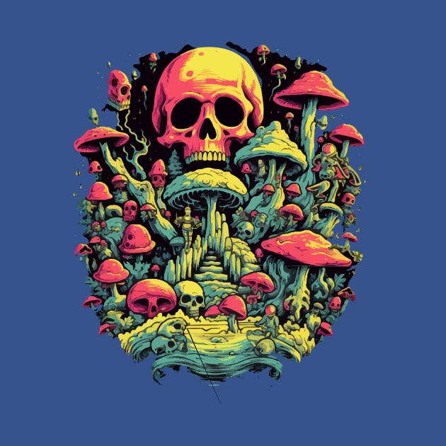 Psychedelic Mycology: Skulls & Shrooms Fusion by miskel