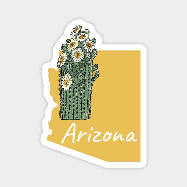 Arizona Saguaro Cactus State Flower Magnet by SunburstGeo