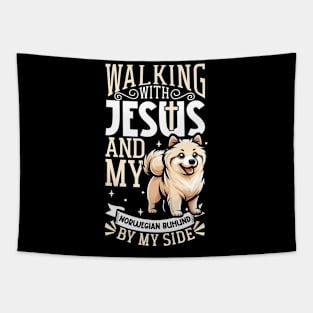 Jesus and dog - Norwegian Buhund Tapestry