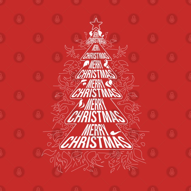 Merry christmas tree typography by Aloenalone