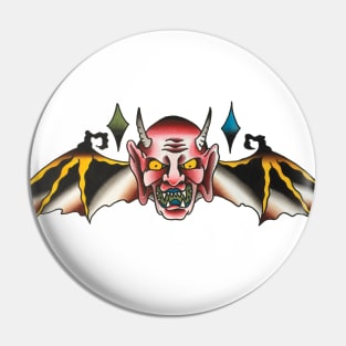 Flying Devil Head Tattoo Design Pin