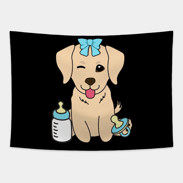 Cute golden retreiver is a baby Tapestry by Pet Station