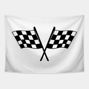 Checkered Black and White Racing Flags Tapestry