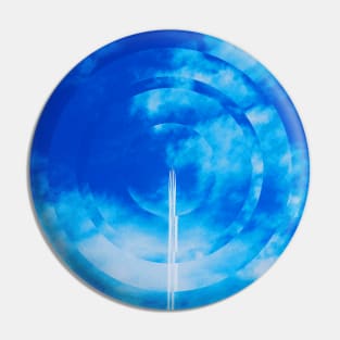 Plane Flying into the Blue Sky Glitch Art Pin