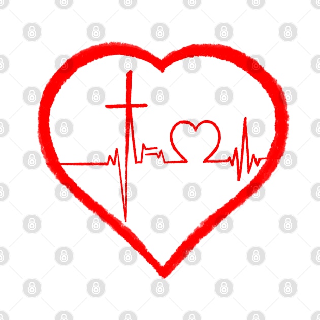 Christianity, Heartbeat icon, cross, heart & prayer by JackDraws88
