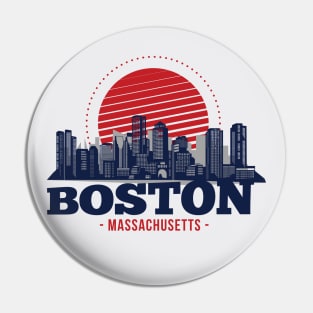 Retro Boston, Massachusetts Skyline Pin