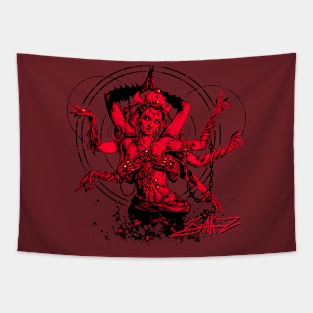 Kali Goddess Red Tapestry