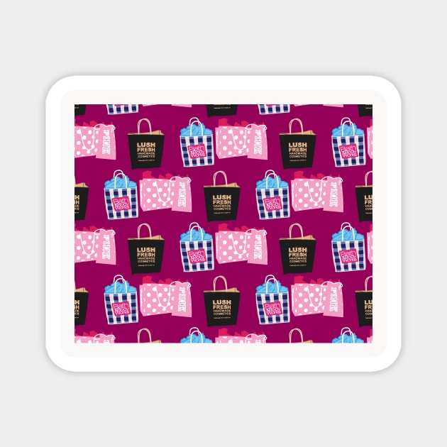 Hot Pink Girly Shopping Bag Design Magnet by courtneylgraben