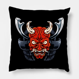 Oni And Samurai Helmet Pillow