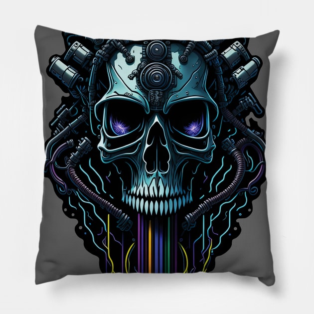 Cyborg Heads S02 D09 Pillow by Houerd