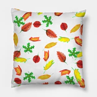 Loose Fall Leaves (White Background) Pillow