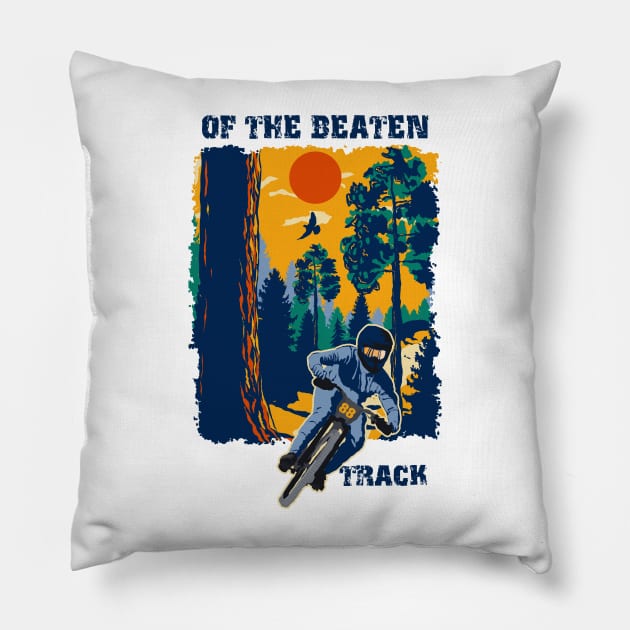 Of the beaten track funny saying sarcastic mountain bike Pillow by HomeCoquette