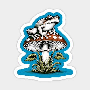 Frog perched atop a mushroom Magnet