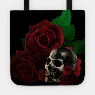 Human anatomy and roses: skull Tote