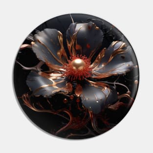 Fluid Blossom Art 3D Digital Art Pin