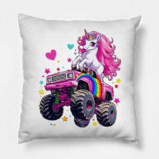 Monster Truck Unicorn Girl Birthday Party Monster Truck Pillow