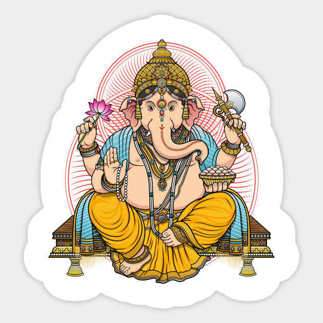 lord ganesha outline sticker teepublic lord ganesha