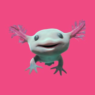 Baby Axolot Smiling Swimming 3D style Albino and Pink T-Shirt