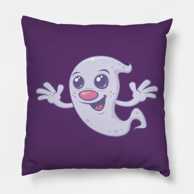 Cute Retro Ghost Pillow by fizzgig