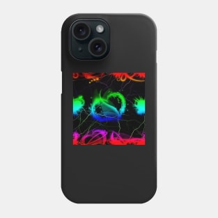 Rainbow Hearts And Rainbow Electric With Black Background Phone Case